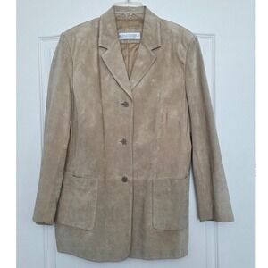 Valerie Stevens II Suede Blazer Jacket Career Office Coat Tan 1X Vintage Leather
